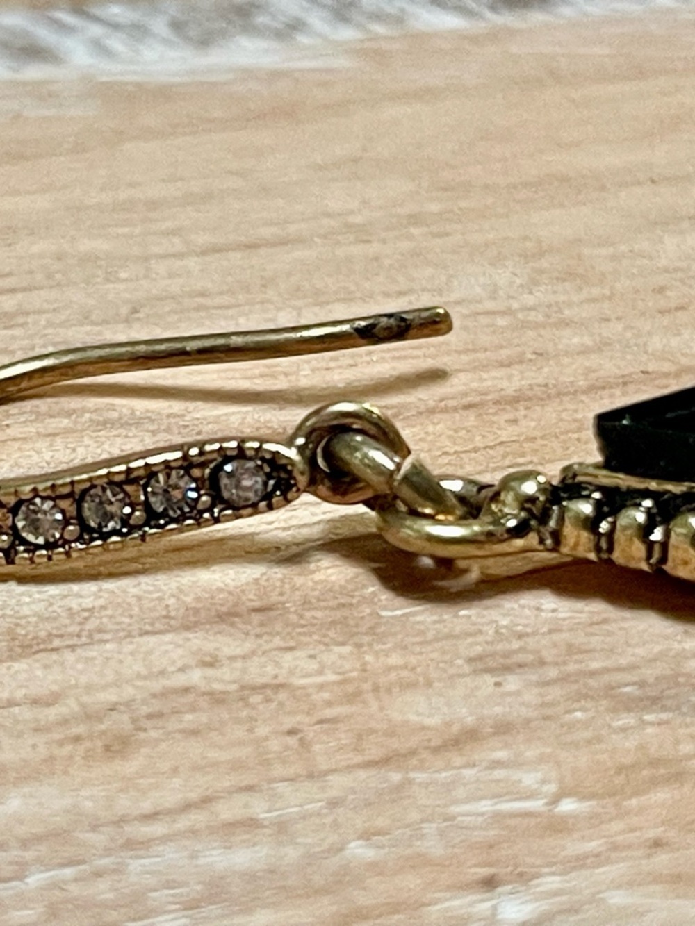 Gold-Tone Black Teardrop Crystal Halo Dangle Earrings - Picture 3 of 4
